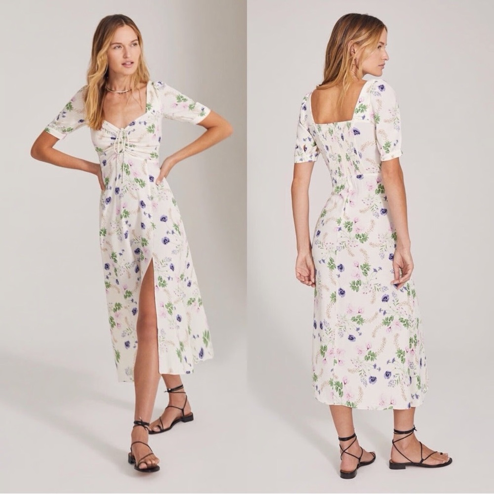 Anthropologie Favorites Daughter White Vineyard Floral Sweetheart Midi Dress 12